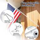 6Ft Aluminum Tangle-Free Spinning Flag pole Kit, for outside home, White