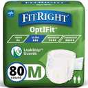FitRight Adult Diapers, Ultra Heavy Absorbency, M (Waist Size 32in-44in), 80 Count, OptiFit Incontinence Briefs for Men and Women, Disposable, Moisture-Wicking, Leak Protection,, 4 pack
