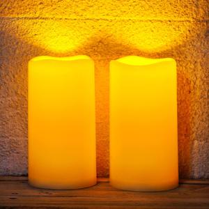 Homemory 4"x8" Large Solar Candles Outdoor Waterproof, Dusk to Dawn, Solar Powered Flameless Candles for Outdoor, Lanterns, Set of 2