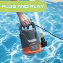Sump Pump 1HP Submersible Water Pump 3700GPH Electric Portable Transfer Water Pump for Pool Draining Basement, Orange