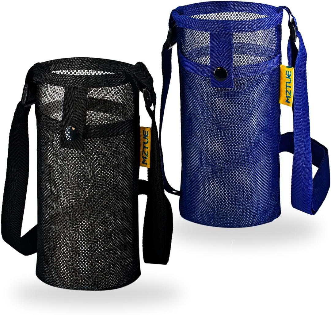 Water Bottle Holder with Strap, Premium Water Bottle Carrier with Strap Easy Clean, Light Water Bottle Carrier Bag, Water Bottle Holder with Pocket for Hiking, Walking, Travel (blue & black)
