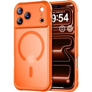 Thomo Magnetic for iPhone 17 Pro Max Case, [Compatible with Magsafe] [Full Camera Protection] Translucent Matte Military Grade Shockproof with Anti-Fingerprint Phone Cover 2025, Orange