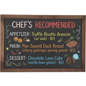 MyGift 35-Inch Wall-Mounted Chalkboard Sign, Vertical/Horizontal Hanging Torched Wood Frame Erasable Message Board