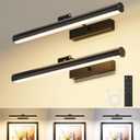 VOLISUN 16 inch Picture Lights for Wall, Rechargable Picture Light Battery Operated, 3 Color Temperatures Cordless Picture Light with Remote, Art Light for Paintings, Gallery, Portrait, 2 Pack (Black)