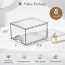 8 Pack Small Clear Stackable Acrylic Storage Boxes for Art Tool & Sketch, Storage Drawers, Storage Organizer, Clear Plastic Makeup Organizer, Ideal for Vanity, Cabinet, Desk Organization