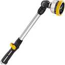 FANHAO Metal Garden Hose Wand, 16-Inch Heavy Duty Watering Wand with 9 Spray Patterns, 180 Rotating Long Garden Hose Nozzle Thumb Flow Control, Ideal to Water Hanging Baskets and Shrubs -Yellow
