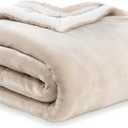 Berkshire Blanket-Sherpa Fleece Blanket, Warm and Soft Loftmink Reversible Blanket for Bed, Sofa and Travel, Grain, 60 in x 90 in