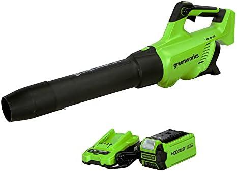 Greenworks 40V (120 MPH / 500 CFM / 75+ Compatible Tools) Cordless Axial Leaf Blower, 2.5Ah Battery and Charger Included