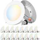 ANWIO Recessed Lighting 6 Inch, 16 Pack 5CCT Flat Retrofit LED Recessed Lights Can Needs, 2700/3000/4000/5000/6000K Selectable Can Lights 10W(120W Equivalent) CRI 80+ Dimmable E26 Base IC Rated & ETL
