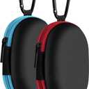 MOLOVA for Earbuds Carrying Case, 2Pack, Red+Blue Small Oval Storage Cases, Portable Storage Earbud Pouch Bag for Earbuds, in-Ear Headphones, Earphones, Headsets, USB Charging Cable