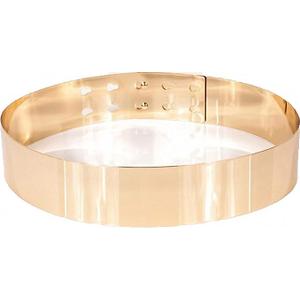 Ulalaza Womens Full Metal Sleek Mirror Plate Waistband Belt Chain Dress Decorated Skinny Golden Silver Belt