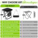 CAMDOOR Portable Collapsible Stool, 16Folding Stool with 3 Side Pockets and Shoulder Strap, Extra Large Camping Chair Supports 400 lbs, Ultralight Portable Seat for Outdoor, Hiking, Fishing (Black)