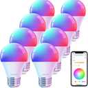 Linkind WiFi Smart Light Bulbs, Alexa Light Bulb Work with Alexa, Google Home, RGBTW 16 Million Color Changing Light Bulbs Dimmable, Mood Lighting, 2.4GHz Only, A19 E26 WiFi Bulb 60W 800LM 8 Pack