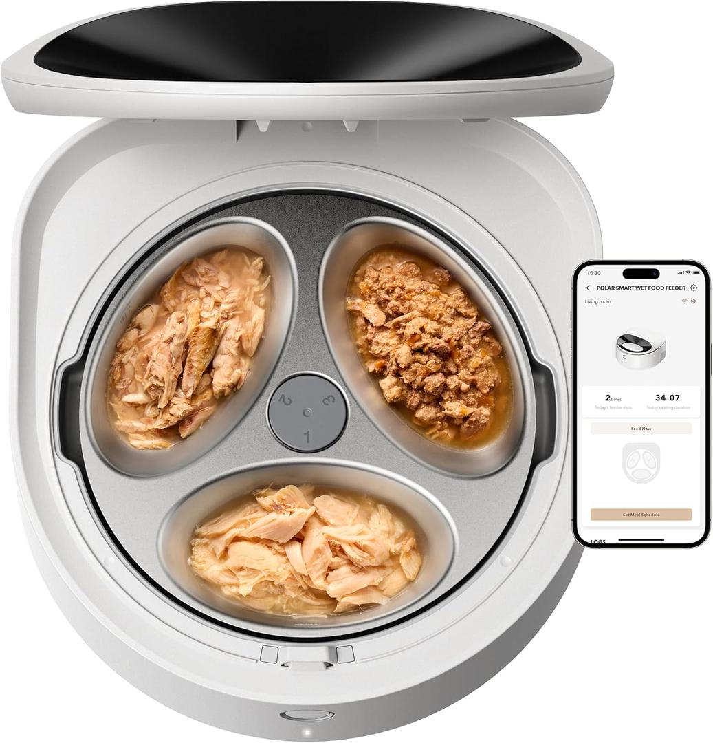 PETLIBRO Automatic Cat Feeder Wet Food with Stainless Steel Bowl, Refrigerated Auto Cat Feeder with Semiconductor Cooling, 3 Fresh Meals for 3 Days, App-Controlled Pet Food Dispenser, Easy to Clean (White)