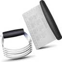 ALLTOP Stainless Steel Bench Scraper and Pastry Blender Cutter Set, Efficient Multipurpose Kitchen Baking Essential Tool with Comfortable Grip Handle-Perfect for Nut, Pie and Dough Processing - Black
