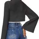 YYA Women's Lightweight Ribbed Cardigan Tie-Front Beach Cover Up with Long Sleeves for Summer Outfits S-XL (Black, L)