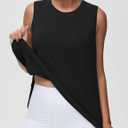 Origiwish Women's Sleeveless Workout Tank Tops Breathable Loose Fit Yoga Shirts with Side Slits (Large, Black)