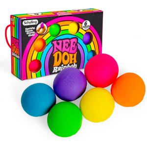 Schylling NeeDoh Rainboh Teenie - Sensory Squeeze Toy - Contains 6 Mini Groovy Globs - 1.5" Wide - Multicolored