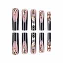 2 x MERVF Square Press on Nails Extra Long Fake Nails Black French Tip Glue ons 3D Rhinestones Design Acrylic Supplies DIY Luxury Manicure Glossy 24pcs