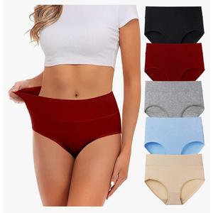 Womens Underwear,Cotton Mid Waist No Muffin Top Full Coverage Brief Ladies Panties Lingerie Undergarments for Women Multipack Large