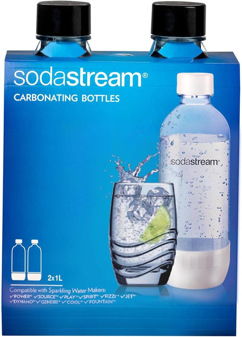Sodastream 1l Carbonating Bottles- Black (Twin Pack) (33.8 Ounces)
