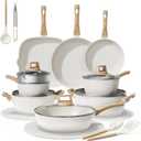 Bazova 24Pcs Pots and Pans Set, Long-Lasting Ceramic Nonstick Cookware Set, Large Set