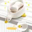 1 Pack Duck Ceramic Soap Dishes,Soap Holder with Drain,Soap Dish Container,Dish Soap Tray,Sponge Holder,Soap Tray for Shower,Bathroom,Bar,Kitchen,Counter (Duck), White