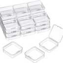 SATINIOR 24 Packs Small Clear Plastic Beads Storage Containers Box with Hinged Lid for Storage of Small Items, Crafts, Jewelry, Hardware (2.5 x 2.5 x 0.8 Inches)
