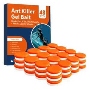 48 PCS Ant Killer Gel Bait Stations, Extra Strengthen Ant Bait Traps, Long-Lasting Effective Pest Gel for Carpenter Ants and Other Common Household Ants, No Mess Easy Use, Safe for Pets and Kids