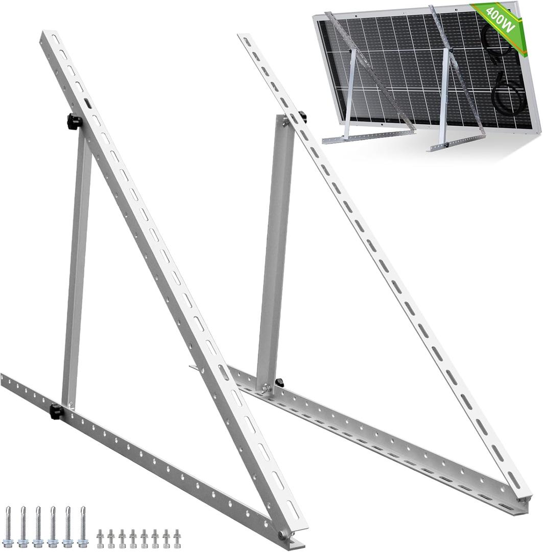 ECO-WORTHY Upgraded 45in Solar Panel Mount Brackets, with Foldable Tilt Legs, Suitable for 2pcs 100W/1pcs 200W 300W 400W Solar Panels,Adjustable Mounting Brackets Kits for RV, Roof, Boat, and Off-Grid