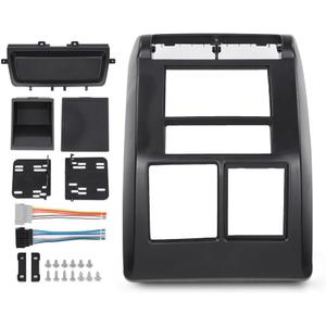 DOTCOM Double Din Radio Dash Kit w/Wiring Harness Compatible With Jeep Wrangler TJ 1997 1998 1999 2000 2001 2002 Double Din Dash Bezel Cover Black 95-6549