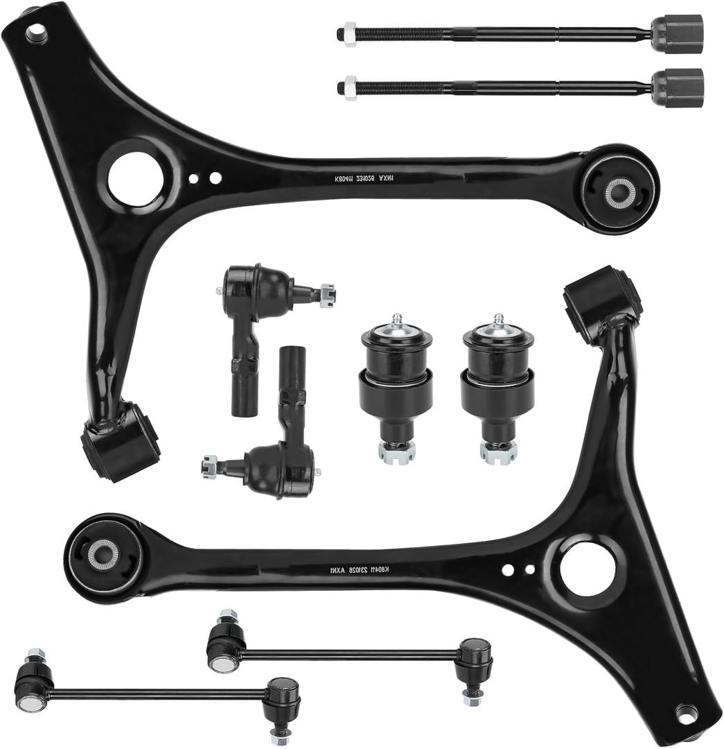Front Lower Control Arm + Ball Joint for Ford Taurus 3.0L 1998-2007, Mercury Sable 1998-2005, Sway Bae + Tie Rod, Left & Right, 10Pcs Suspension Kit K80411 K80412 K8687 ES3349 EV398 K8734 K8735