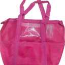 Mesh Beach Bag Multifunction Large with Pocket Waterproof Breathable Handbag for Vacation Essential Portable (Hot Pink)