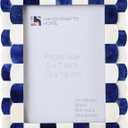 Handicrafts Home 5 by 7 Blue Picture Frame, Blue & White Scallop pattern Bone inlay Photo Frame for Wall & Tabletop, Boho Farmhouse Vintage Home Decor, Gallery Wall & Desk Decor, Family Frame Fall decor