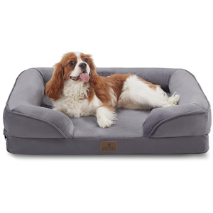 Bedfolks Orthopedic Dog Bed, Waterproof Dog Sofa Bed for Medium Dogs, Egg Foam Pet Couch Bed with Removable Washable Cover and Nonslip Bottom, Dark Grey, Size: 28.0"L x 23.0"W x 6.5"Th