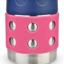 LunchBots Thermal 8 oz Triple Insulated Jar- Hot 6 Hours or Cold 12 Hours - Leak Proof Insulated Soup Jar - All Stainless Interior - Navy Lid - Pink Dots