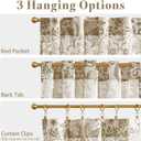 jinchan Small Window Curtains 45 Inch Linen Floral Curtain Set for Kitchen Bathroom Cafe Curtains Light Filtering Window Treatment Farmhouse Cottage core Back Tab Drapes 2 Panels Taupe on Beige