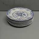 Salad Plates, Ceramic Plates Set of 6, Kitchen Plates Microwave Safe, 8.5 Inch White Plate Dessert Blue Floral