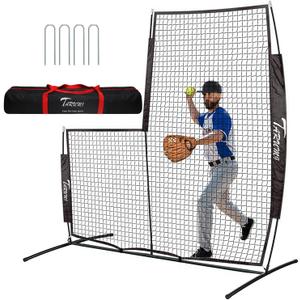 Baseball Softball Pitching Screen, Pitcher Protection Net with Upgrade Frame, Baseball Batting Pitching Net for Backyard Field Outdoor, L Screen or I Screen-Pitcher Protection Net with Carry Bag