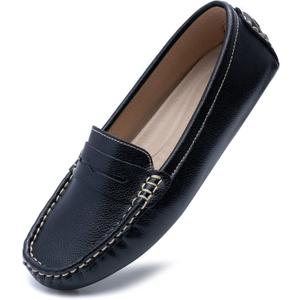 Heydonic Women's Loafers Moccasins Soft Casual Walking Driving Ladies Office Penny Flats Boat Shoes Women Slip On Comfortable Leather (11, Black)