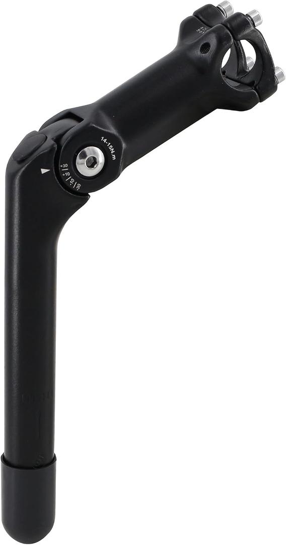 Adjustable Quill Stem Aluminum Alloy Length 200mm Diameter 25.4mm, 60Adjustable Angle, 4-Bolt Fixing Suitable for MTB, Road Bikes, BMX