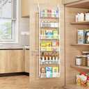 Over the Door Pantry Organizer, 6-Tier Pantry Door Organization and Storage, Over the Door Spice Rack, Home & Kitchen Storage Shelves for Cabinet, White