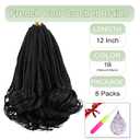 French Curl Crochet Braids for Black Women 12 Inch French Curl Braiding Hair Braids Box Braids Crochet Hair Pre Looped Curly Ends Curly Crochet Hair Extensions(1B)