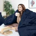 Utopia Bedding Duvet Cover Full Size - 3 Piece with Zipper Closure - 1 Comforter Cover 80X90 Inches & 2 Pillow Shams 20X26 Inches (Navy) Comforter Not Included, Full - Duvet Cover Set