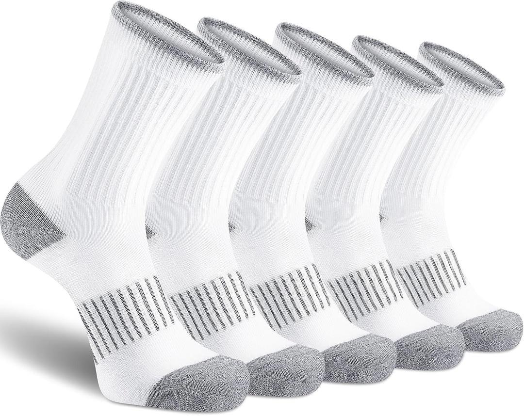 Gonii Women Socks Hiking Running Thick Cushion Athletic Crew Socks 5-Pair, Size 5-9