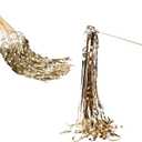 50 Pcs Lighted Fairy Wands with Bells LED Top Glitter Foil Tinsel Streamers Wedding Wand Sticks Party Favors for Bridal Wedding Send Off Ideas Disco Birthday Party Halloween Decors (Champagne)
