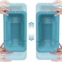 BLUE GINKGO Sink Colander Baskets - (Pack of 2) Wash Vegetables and Fruits, Drain Cooked Pasta and Dry Dishes - Extendable - New Home Kitchen Essentials (2 Teal)