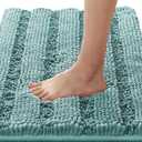 H.VERSAILTEX Bath Rugs for Bathroom Non Slip Bath Mats Extra Thick Chenille Striped Rug 20" x 32" Absorbent Non Skid Fluffy Soft Shaggy Washable Plush Mat for Indoor, Bath Room, Tub - Aqua Haze