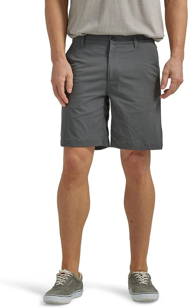 Lee Mens Extreme Motion Regular Fit Synthetic Flat Front Short (29, Charcoal)
