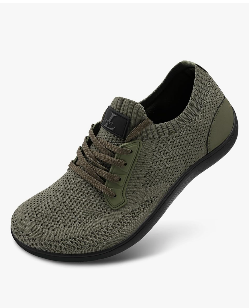 L-RUN Mens Walking Shoes Wide Toe Barefoot Shoes Minimalist Men's Casual Dress Shoes Breathable Zero Drop Fashion Sneakers Size-44, Green